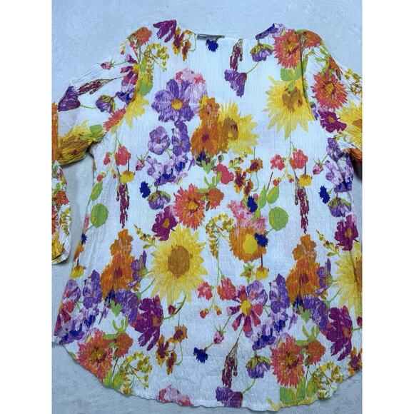 Habitat Clothes To Live In NWT XXL Multi Floral Crinkle Cotton Button Up Shirt - Picture 4 of 15